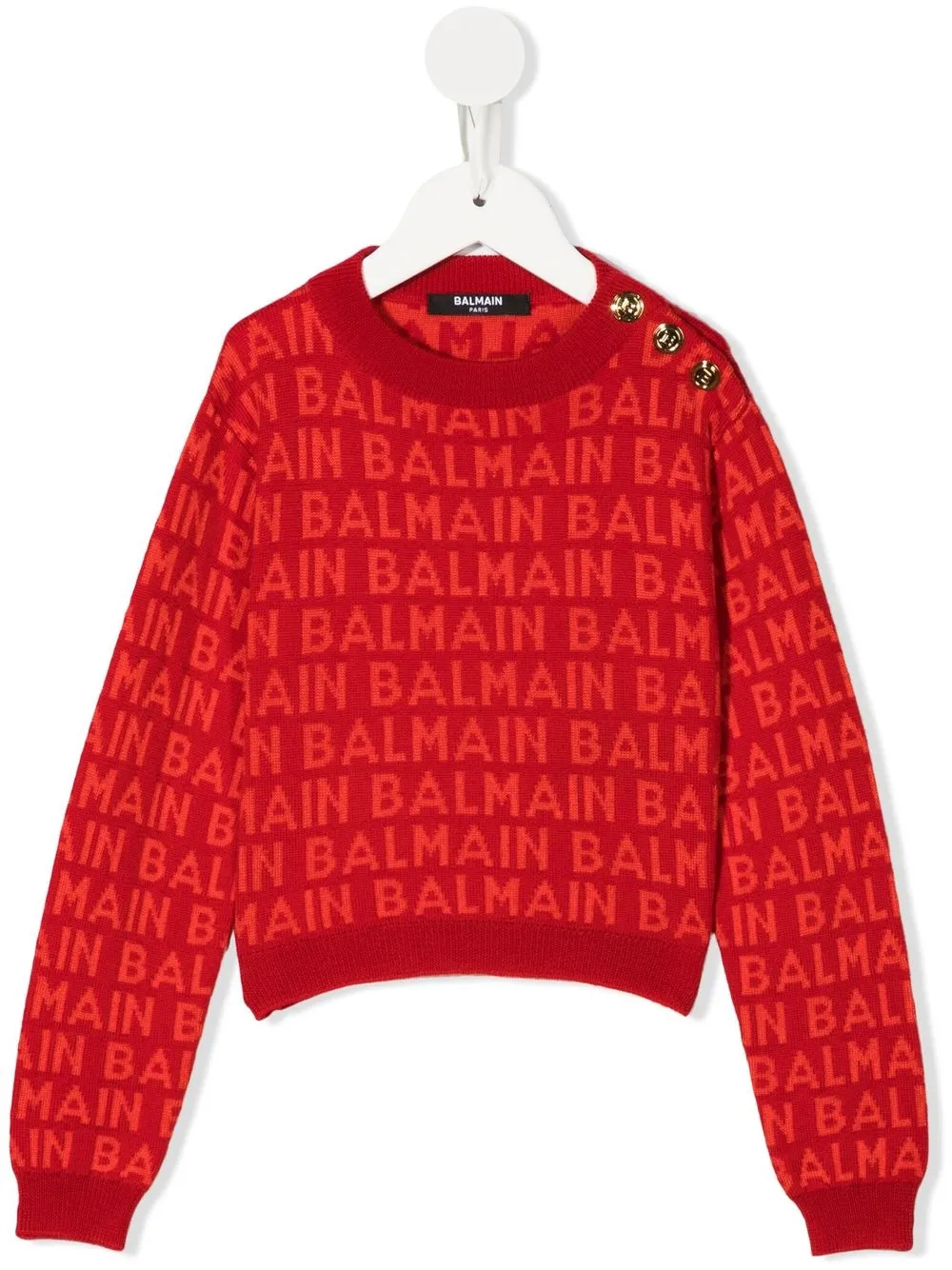 

Balmain Kids suéter tejido con logo - Rojo