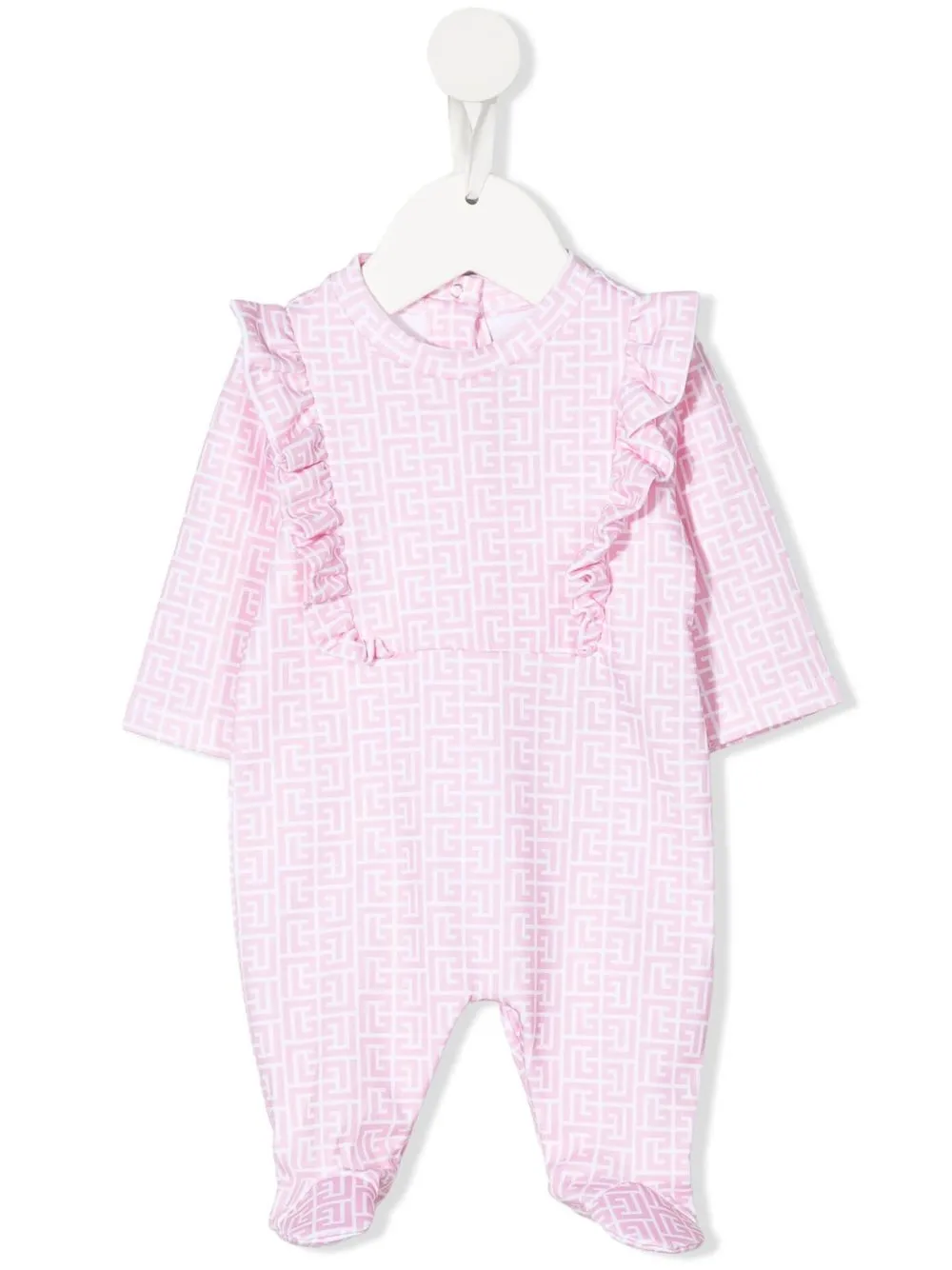 

Balmain Kids pijama con monograma estampado y volantes - Rosado