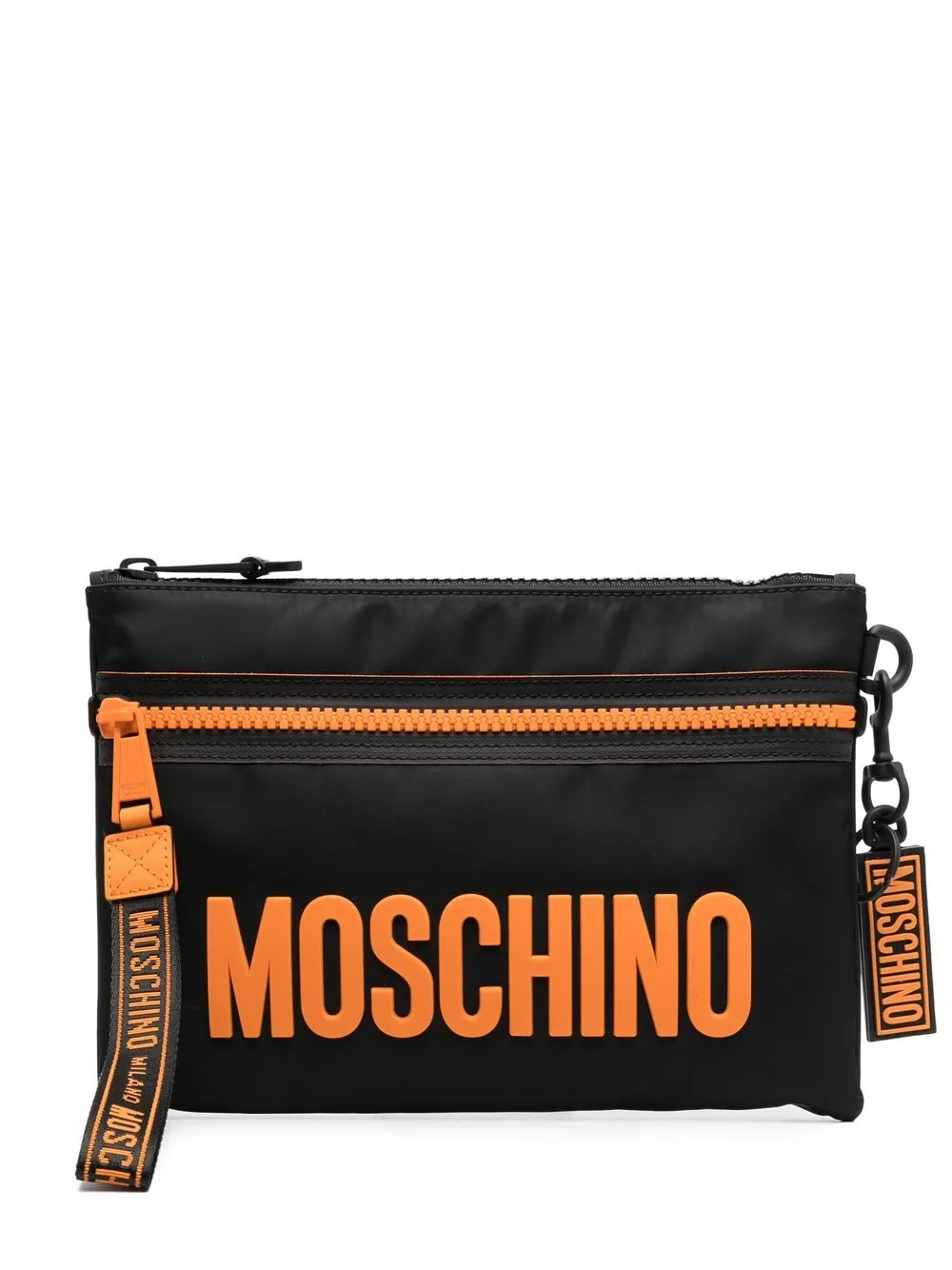 

Moschino bolsa de mano con cierre y logo - Negro