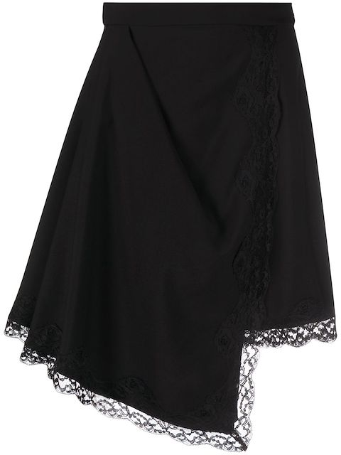 Alexander McQueen lace-embellished asymmetric skirt