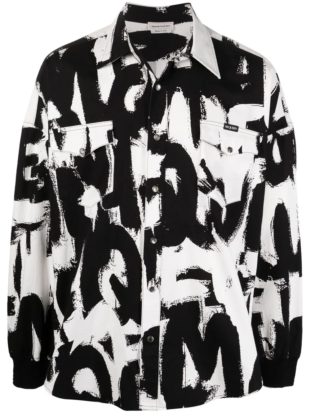 

Alexander McQueen camisa con estampado efecto en spray - Blanco
