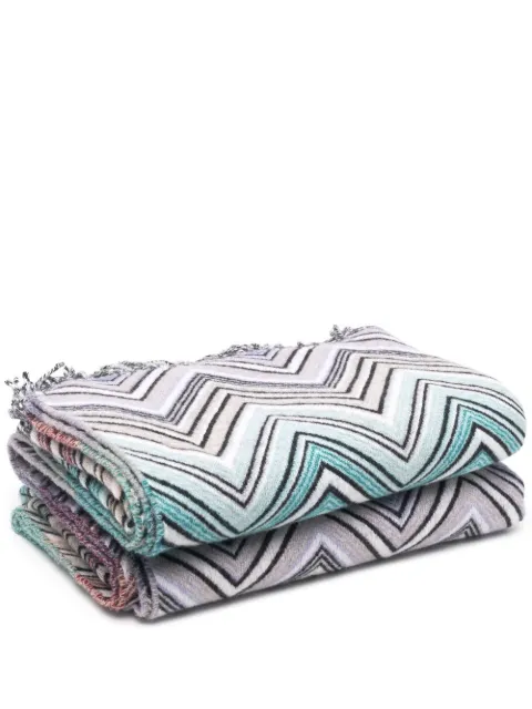 Missoni Home manta con flecos y motivo en zigzag