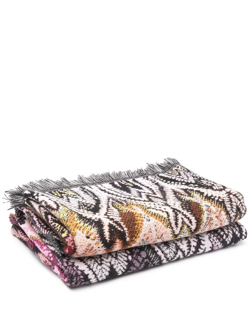 

Missoni Home manta con bordes deshilachados - Negro