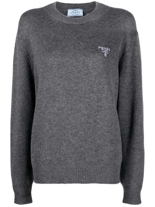 Prada pull à logo poitrine - Gris - Prada - Modalova