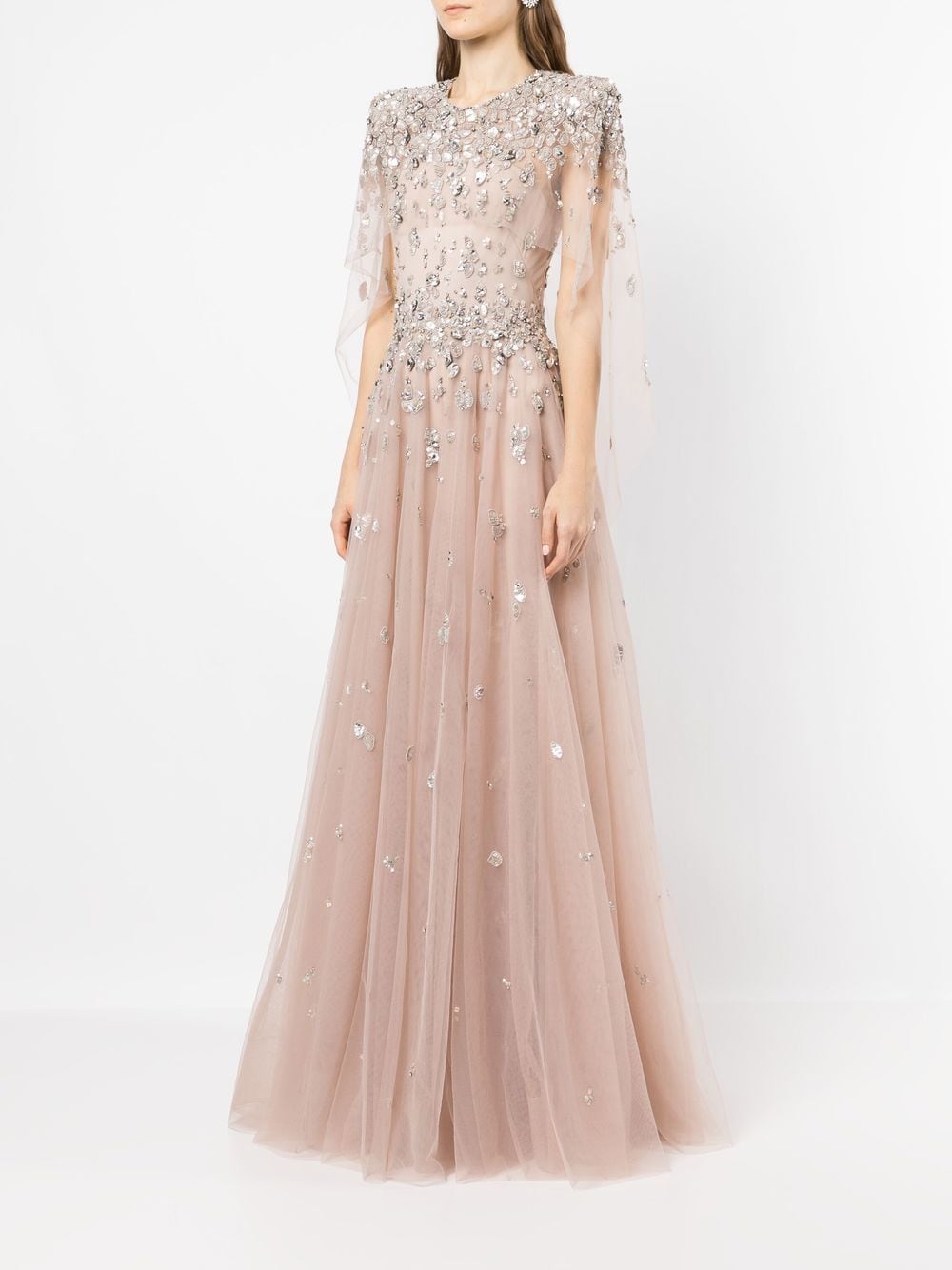 Jenny Packham Flared crystal-embellished Gown - Farfetch