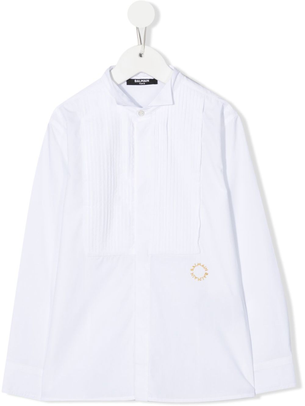 Balmain Kids pleated bib-front tuxedo shirt - White