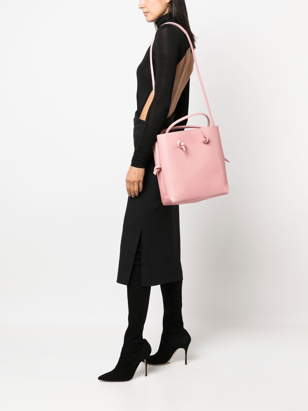 Shop Marsèll Knot-detail Leather Tote In Pink