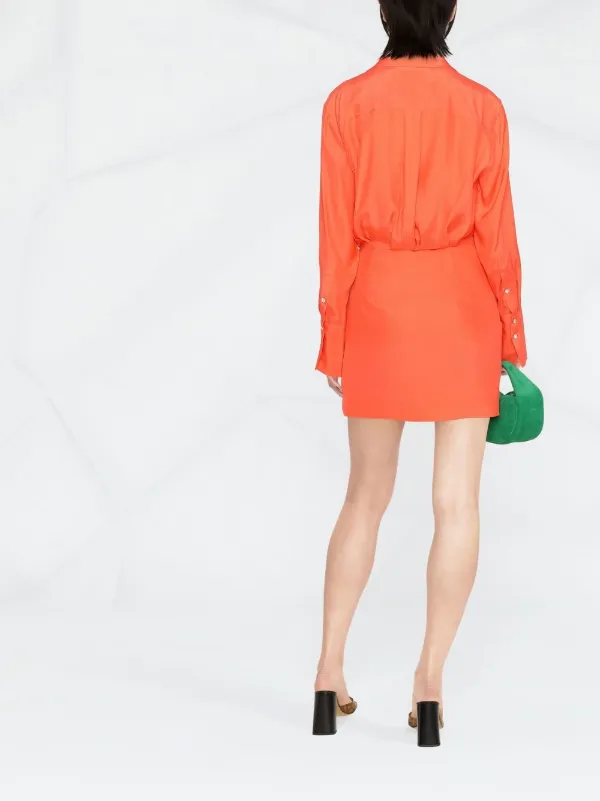 gauge81 shirt dress Naha Chestnut  Silk Mini Shirt Dress