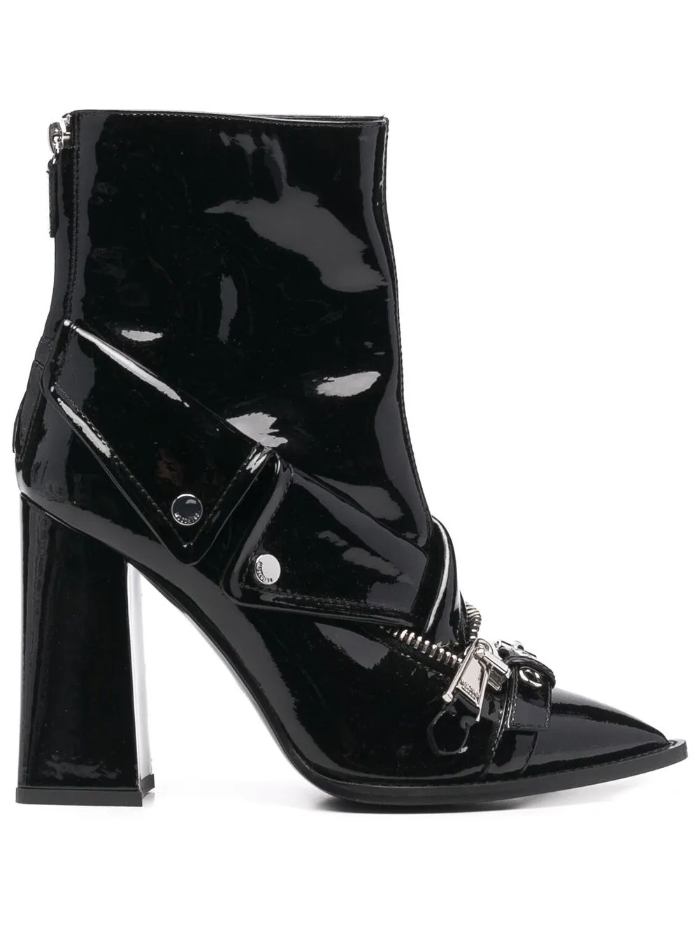 

Moschino botines con detalle de chamarra - Negro