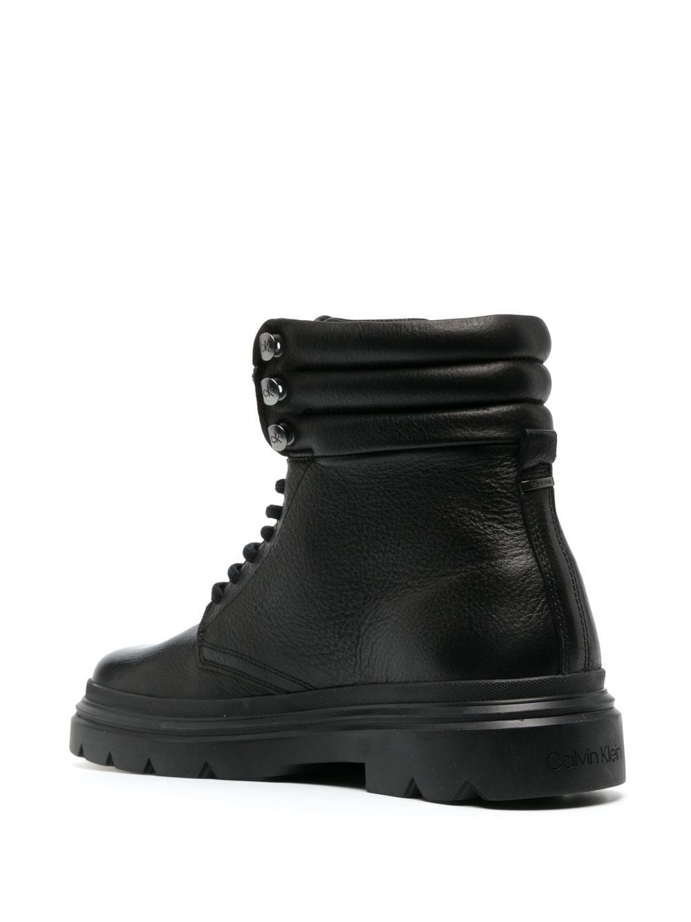 Shop Calvin Klein Lace-up Leather Ankle Boots In Schwarz