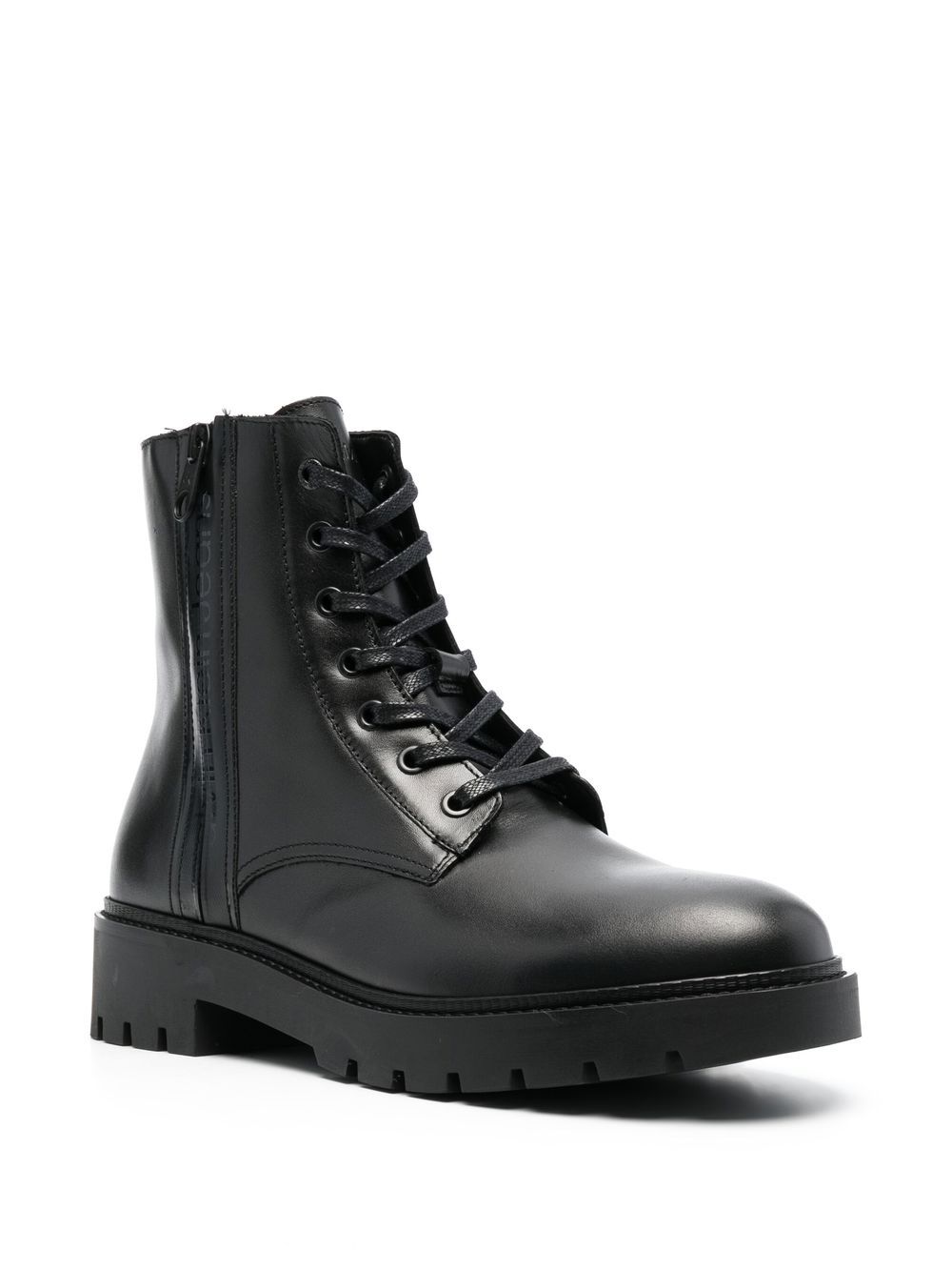 Shop Calvin Klein Lace-up Leather Combat Boots In Black