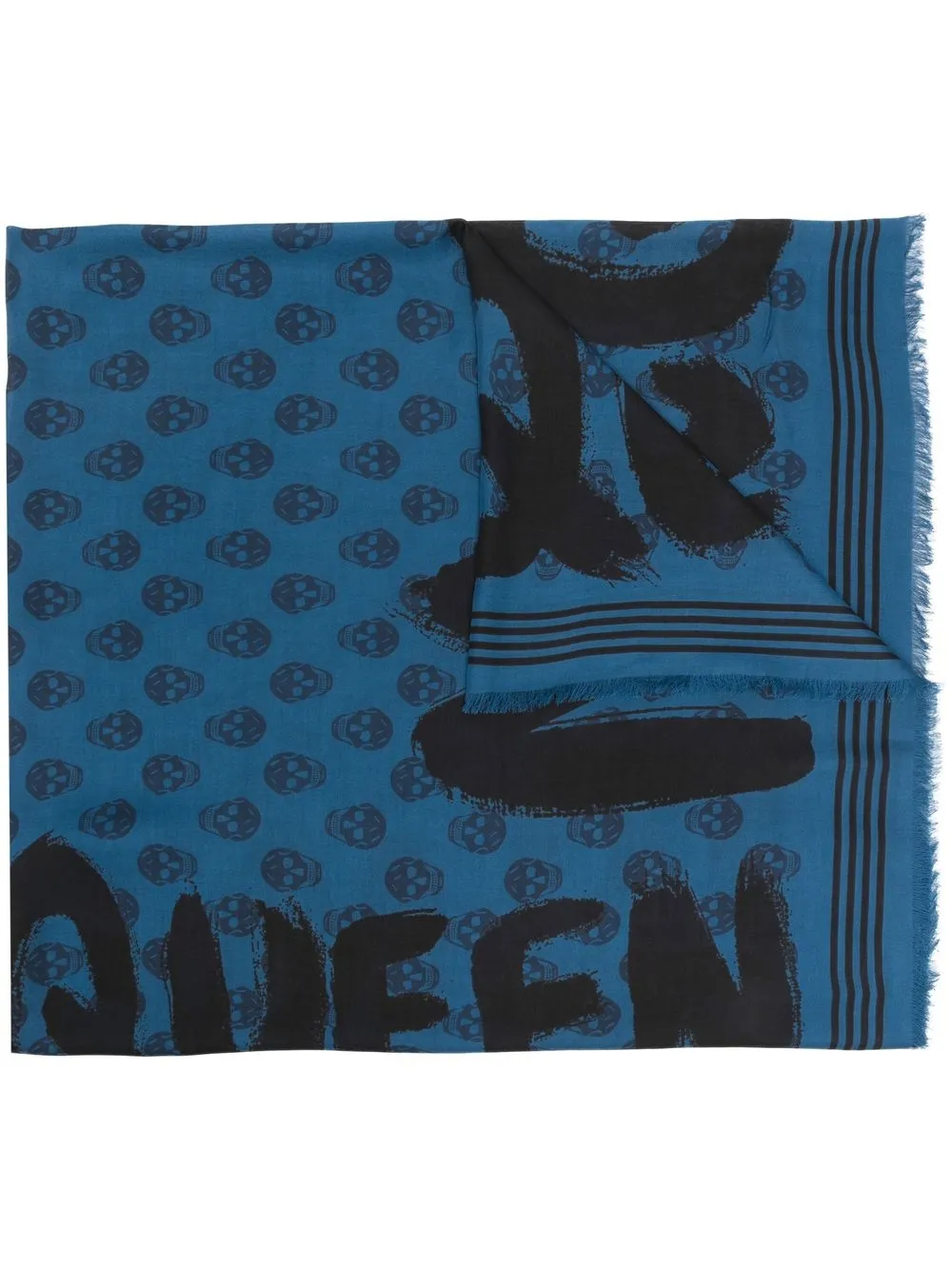 

Alexander McQueen logo-print detail scarf - Blue