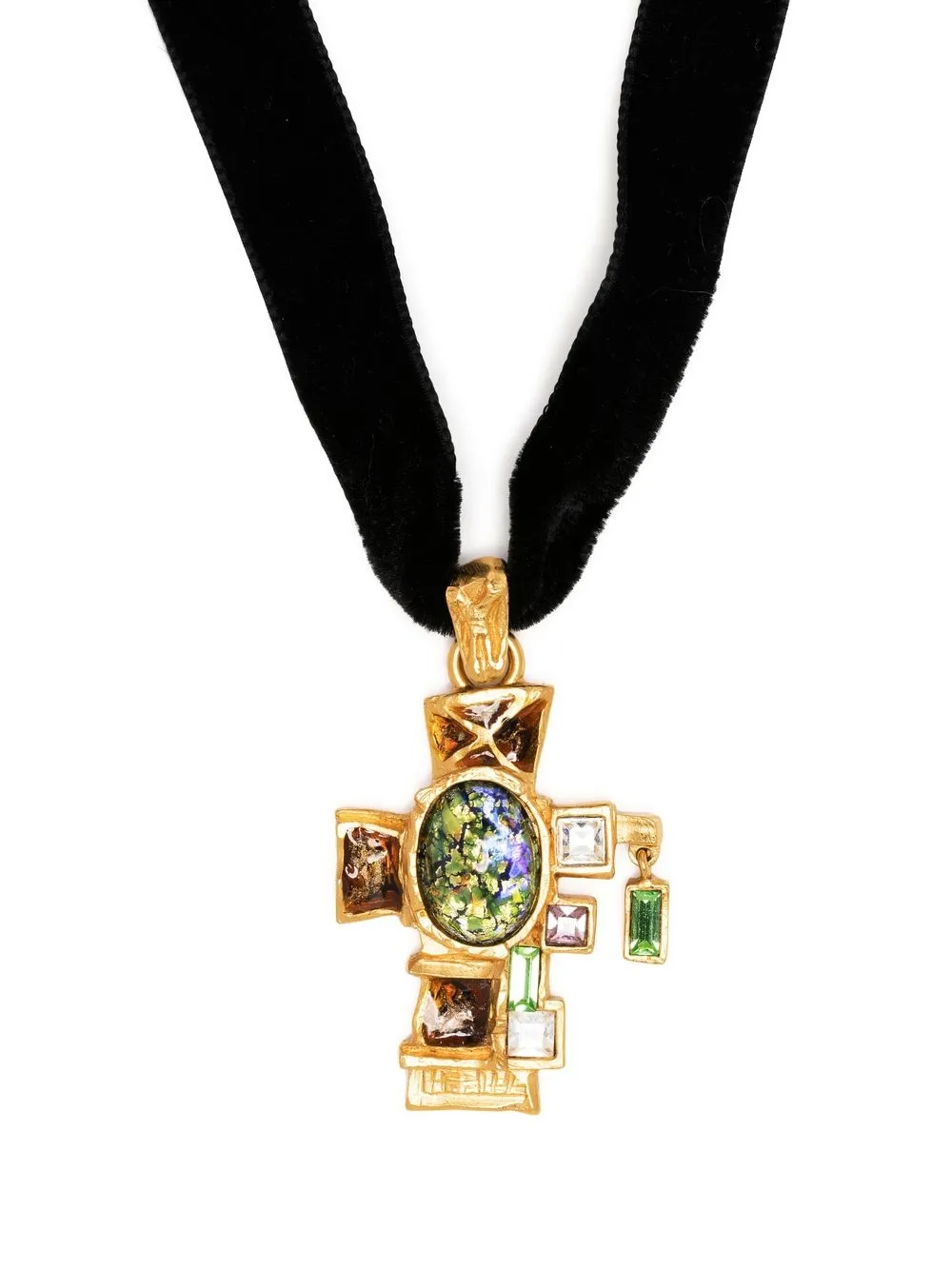 

Christian Lacroix Pre-Owned collar con dije de cruz 1990 - Negro