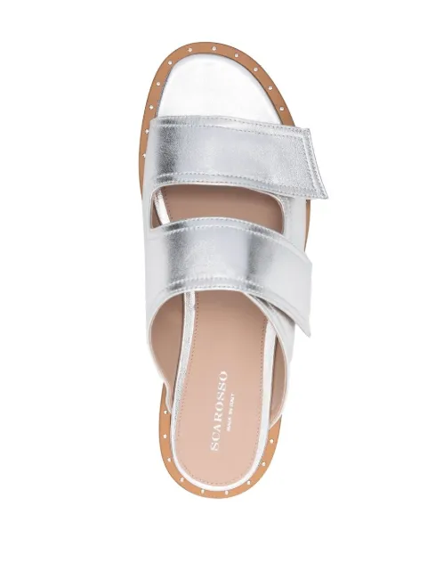Scarosso Karen metallic slide sandals KARENSANDSILCALF - 3