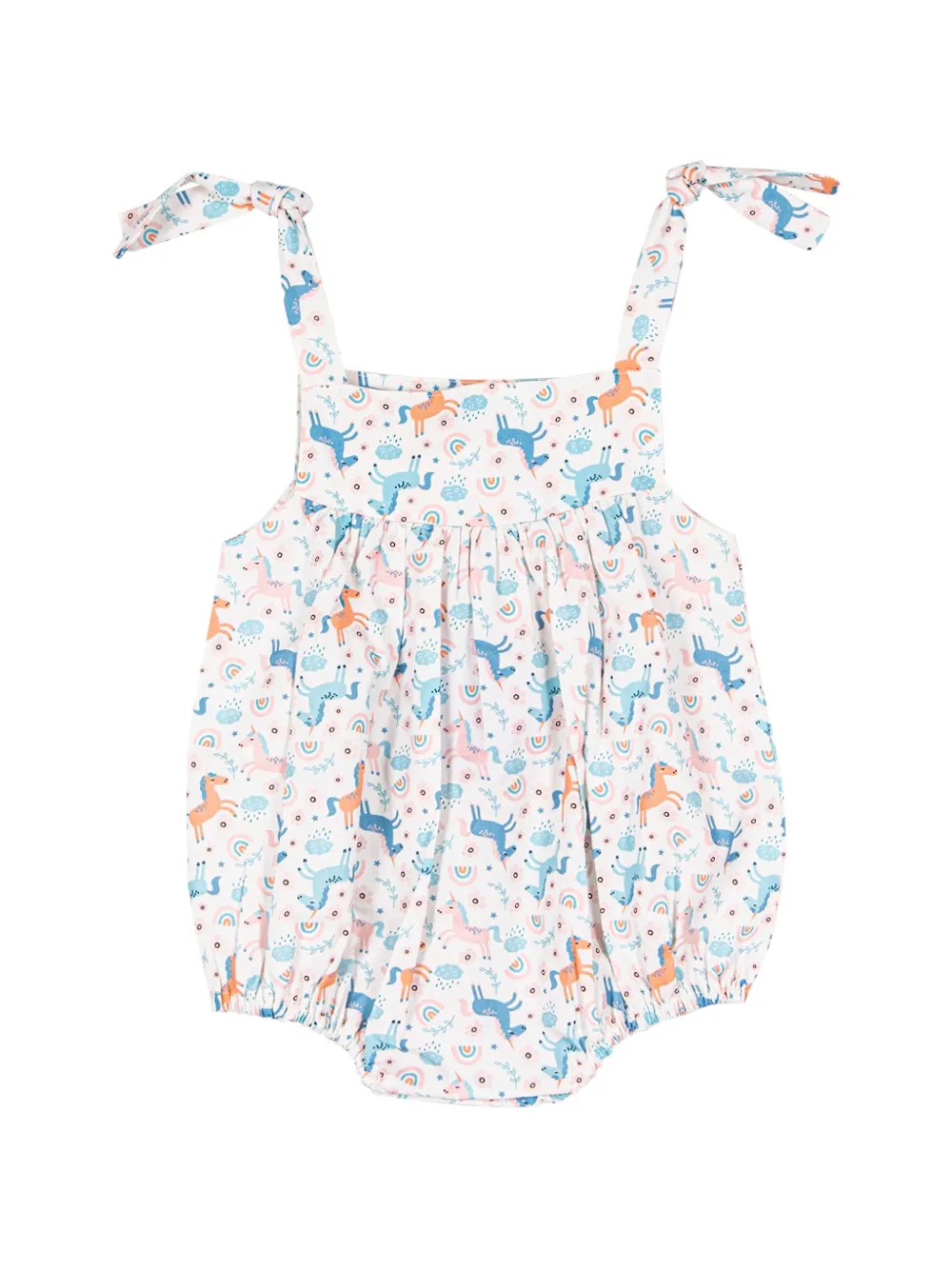 Siola Romper met strikbandje en eenhoornprint Wit