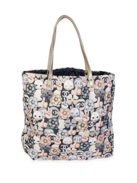 CHANEL Pre-Owned Cat Emoticon logo tote