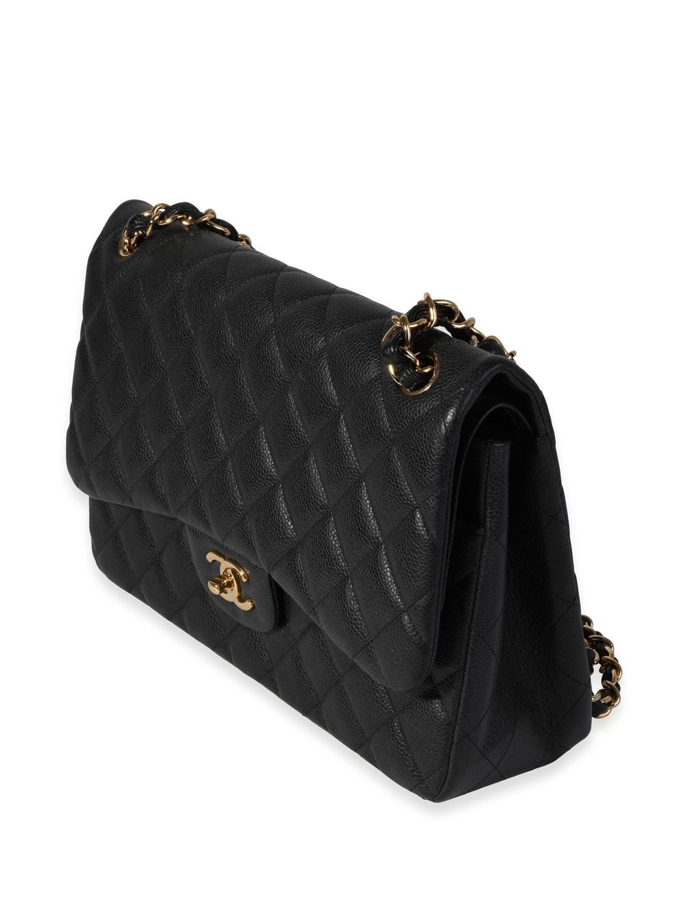 Pre-owned Chanel Double Flap Jumbo Shoulder Bag In Black