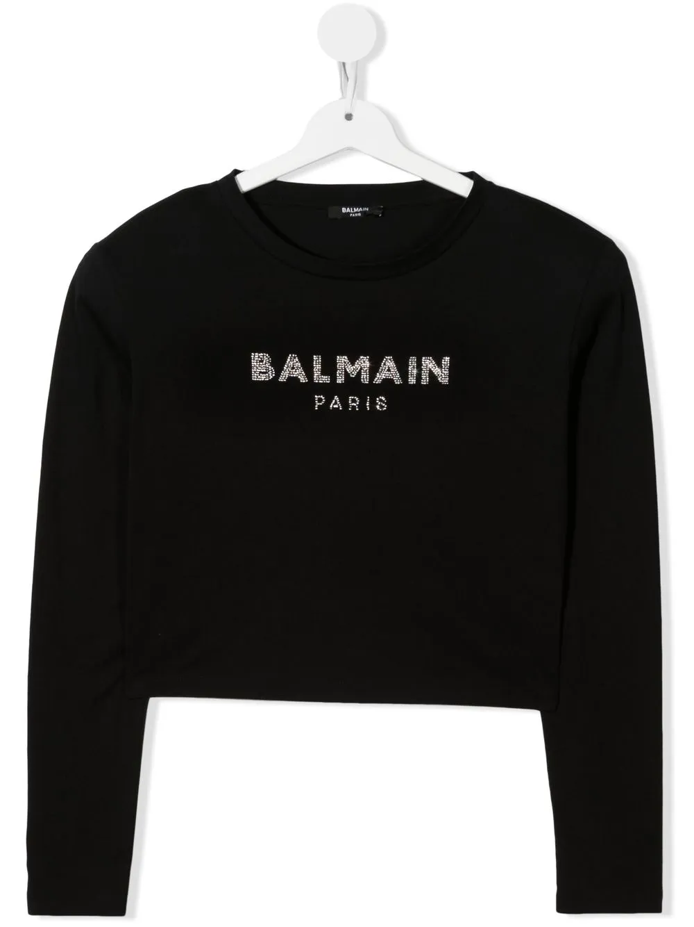 

Balmain Kids playera con logo de strass - Negro