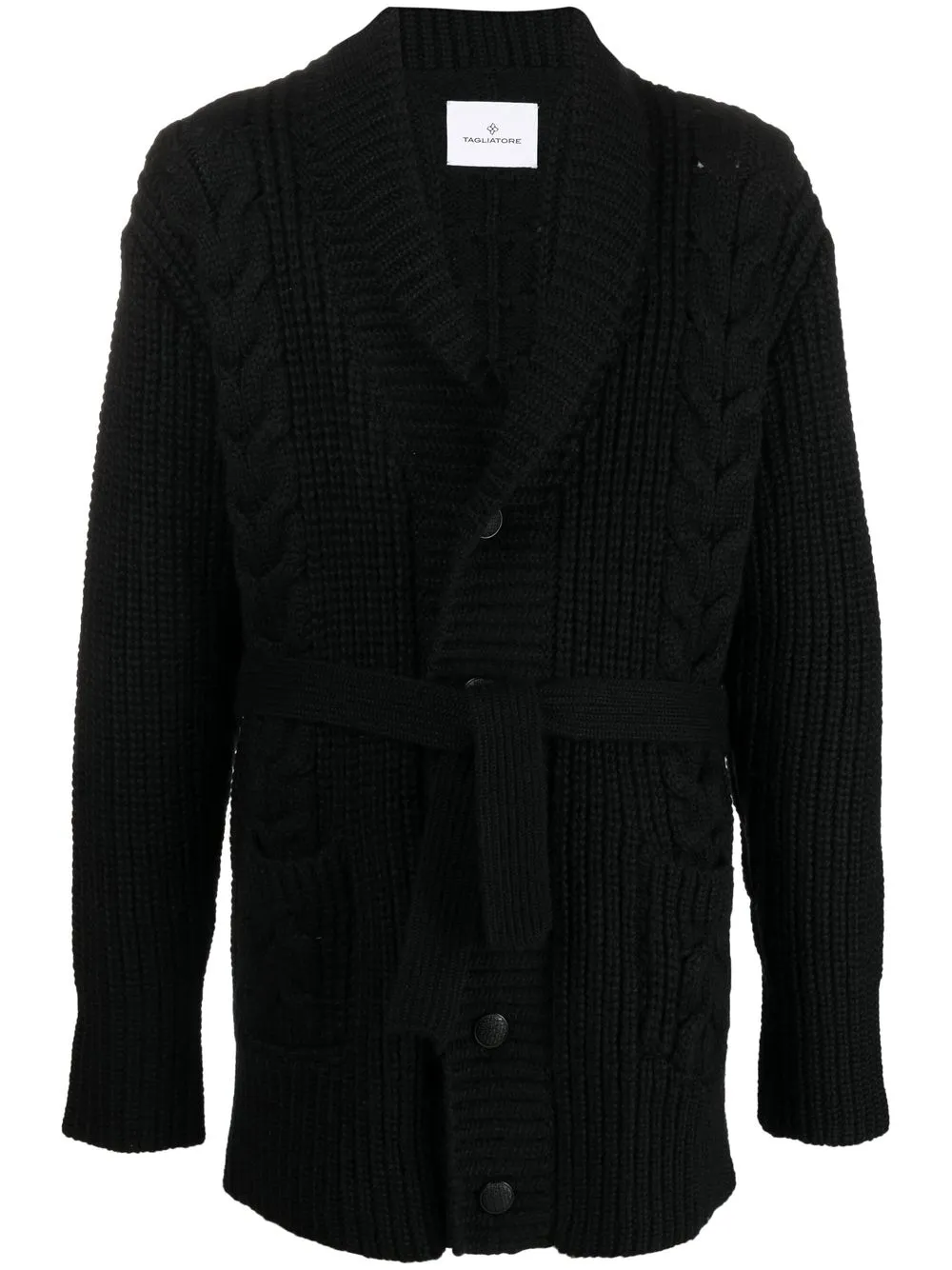 

Tagliatore belted chunky-knit cardigan - Black