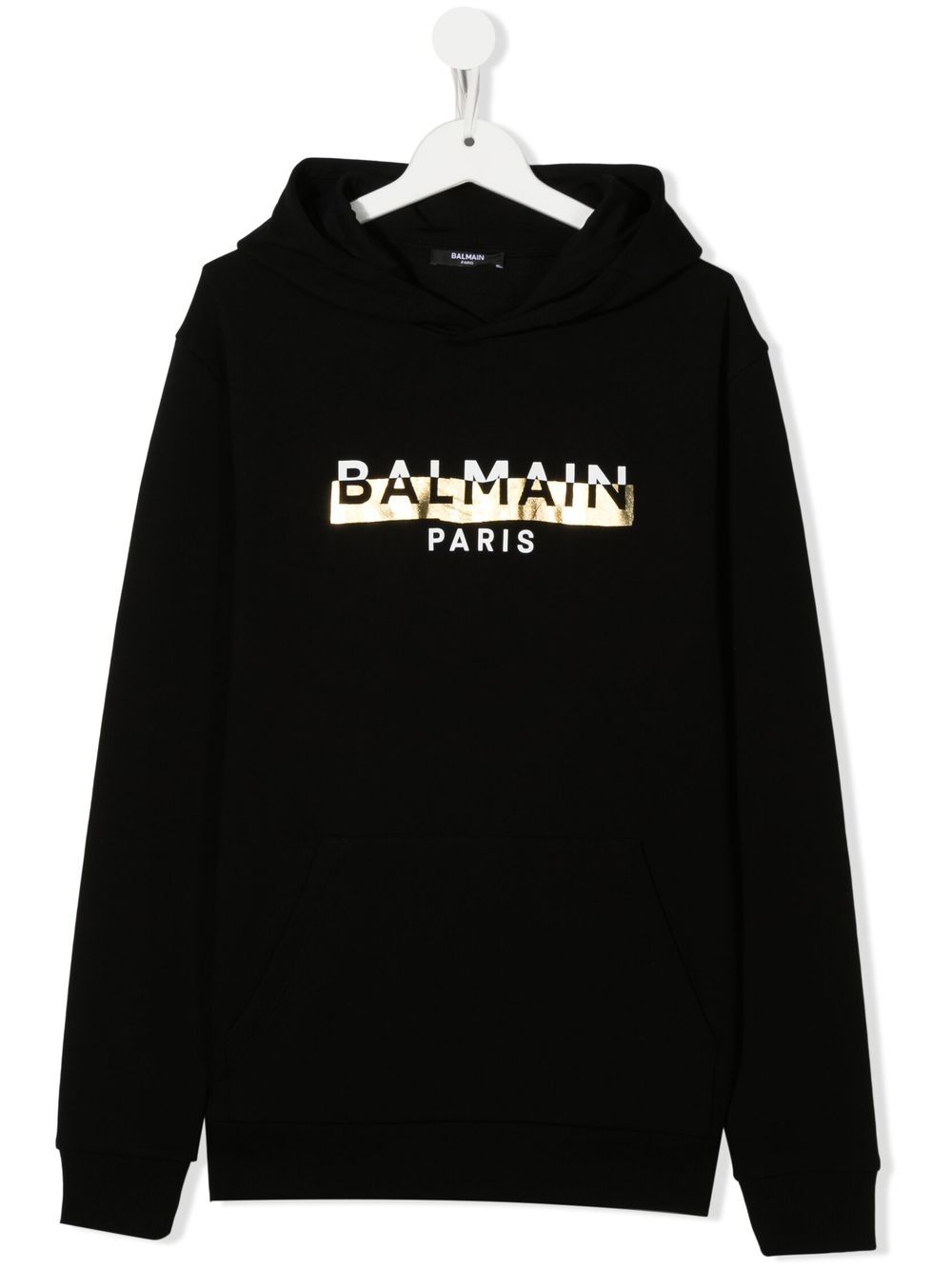 Balmain Kids TEEN logo print hoodie - Black