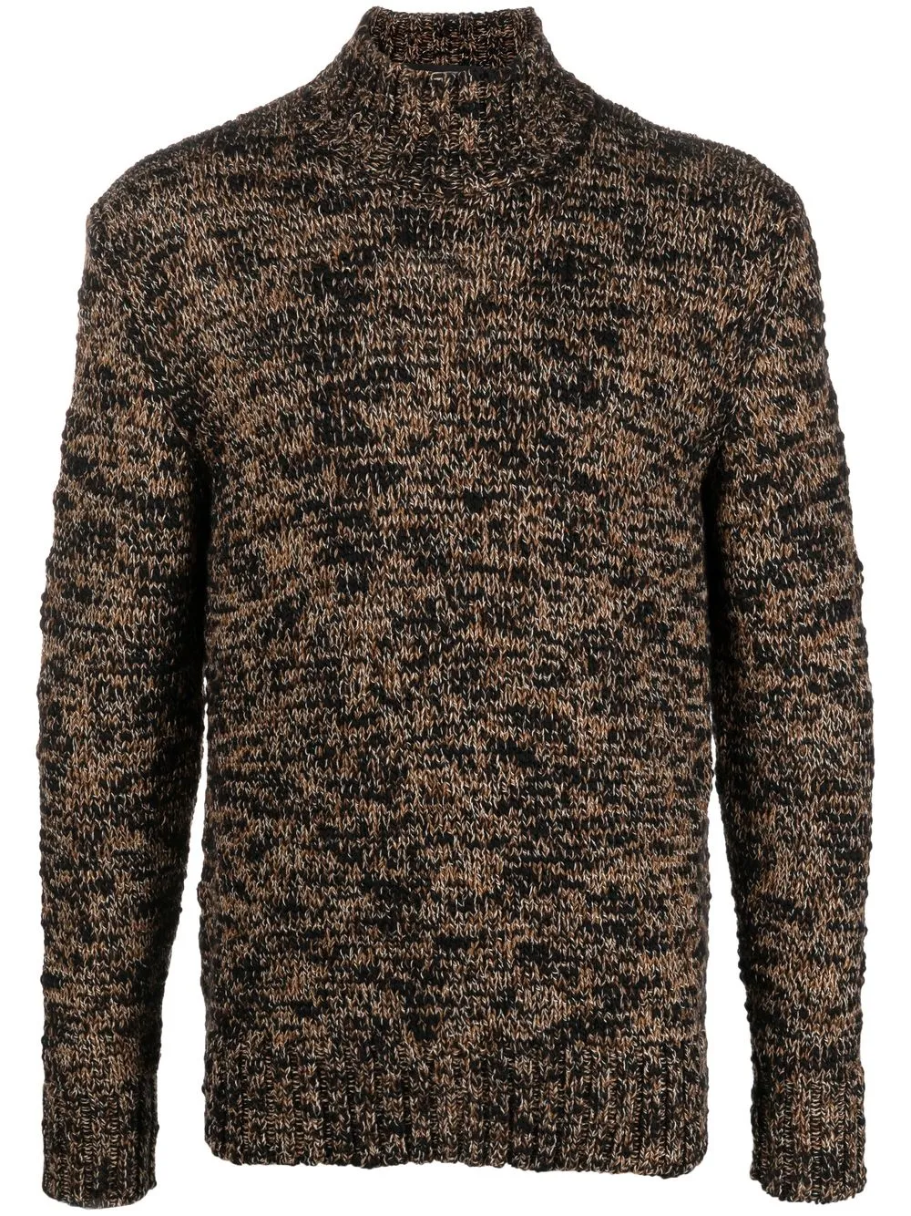 

Tagliatore speckled-knit roll-neck jumper - Brown