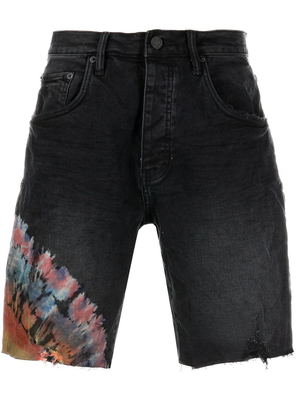 Purple Brand tie-dye print denim shorts - Black