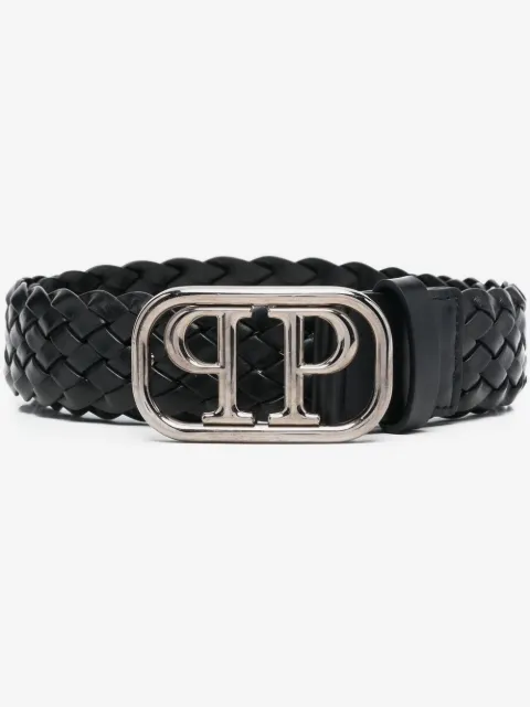 Philipp Plein cinturón trenzado con hebilla del logo