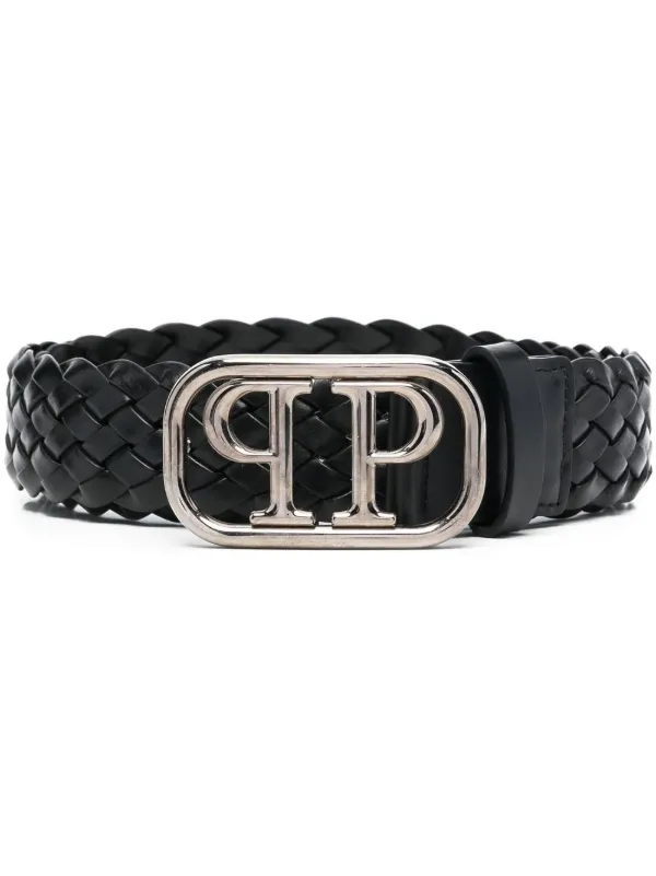 Philipp Plein braided logo buckle belt