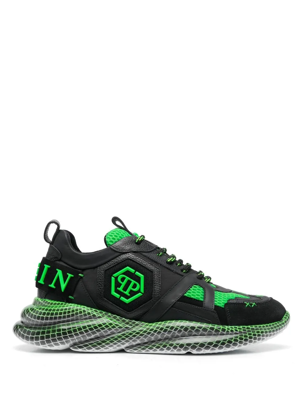 

Philipp Plein tenis Runner con agujetas - Negro