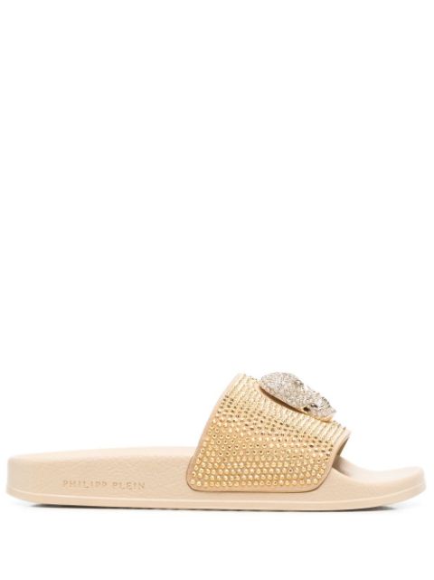 Philipp Plein Skull strass pool slides Women