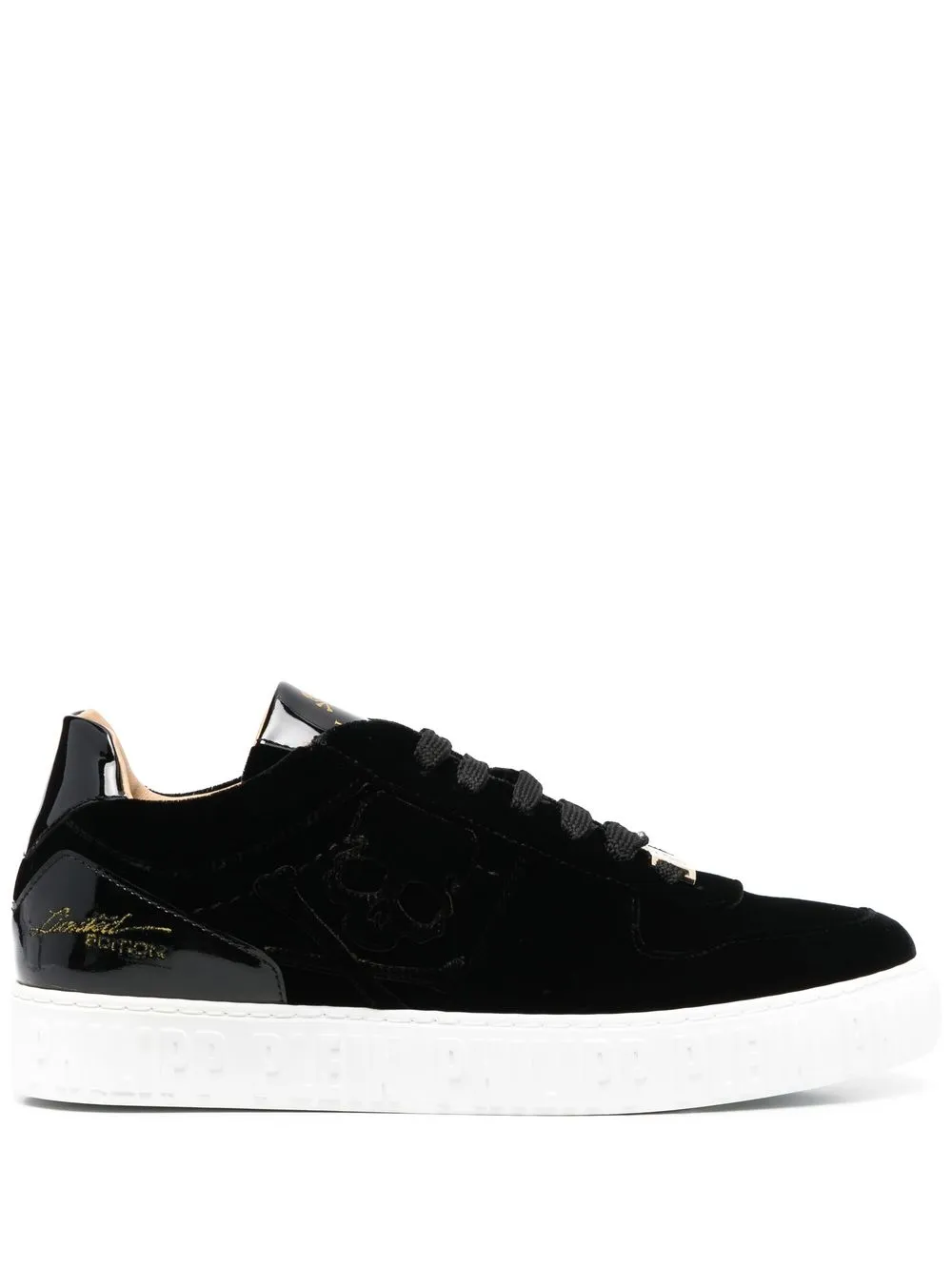 

Philipp Plein tenis bajos con motivo Skull - Negro