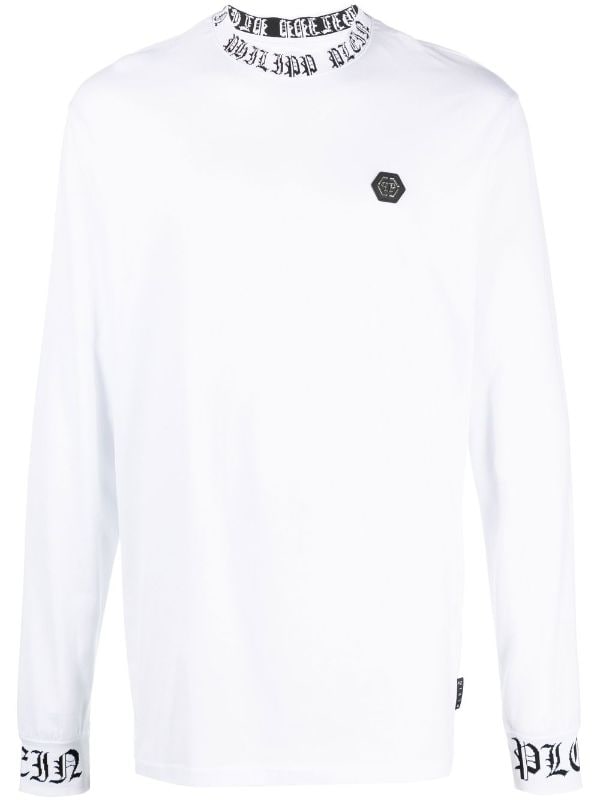 tetraëder kust aardbeving Philipp Plein logo-patch long-sleeved T-shirt - Farfetch