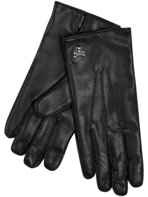 Philipp Plein skull-plaque leather gloves