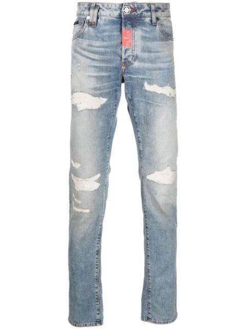 Philipp Plein distressed straight-leg jeans Men