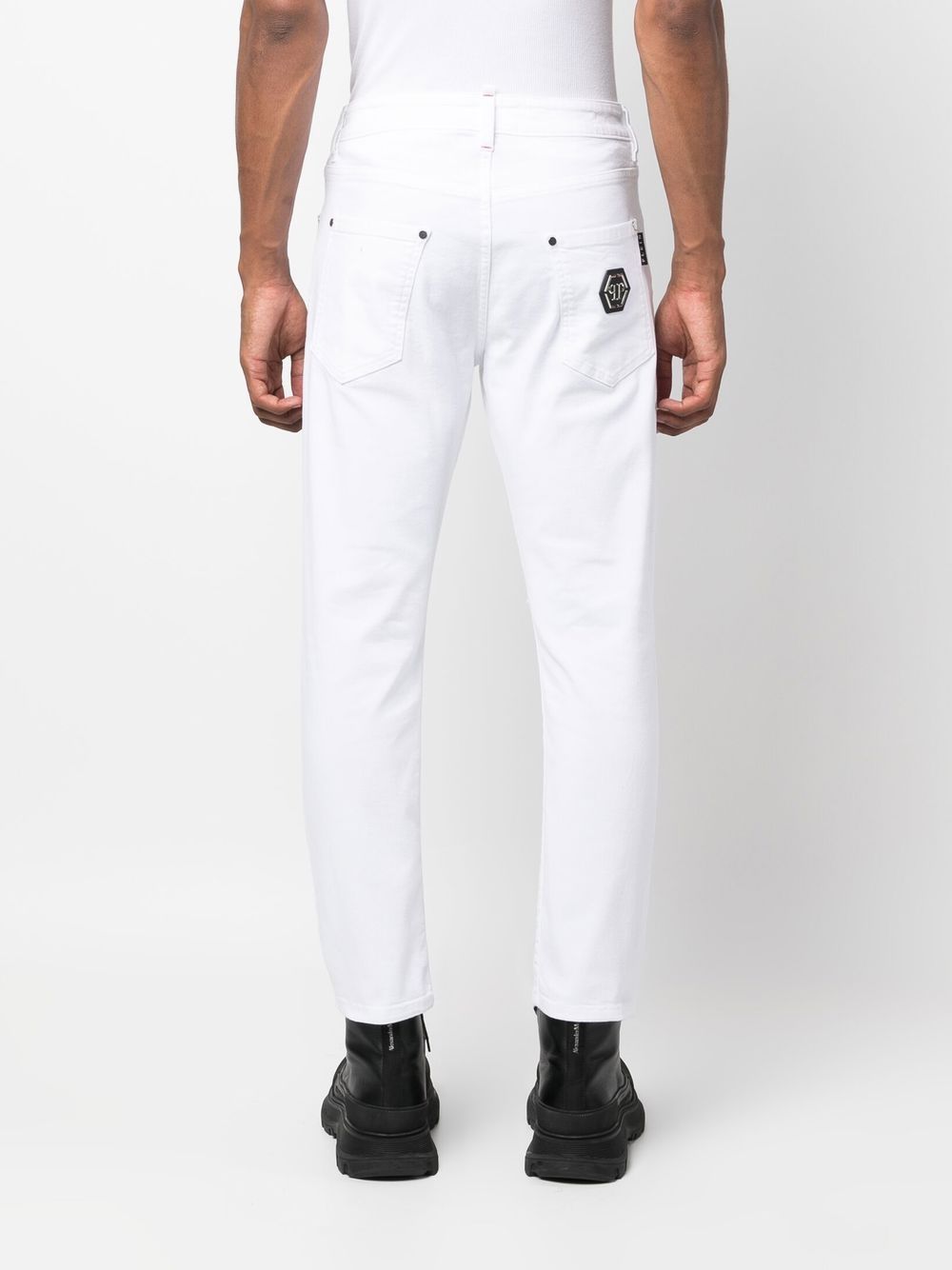 Shop Philipp Plein Straight-leg Mid-rise Jeans In Weiss