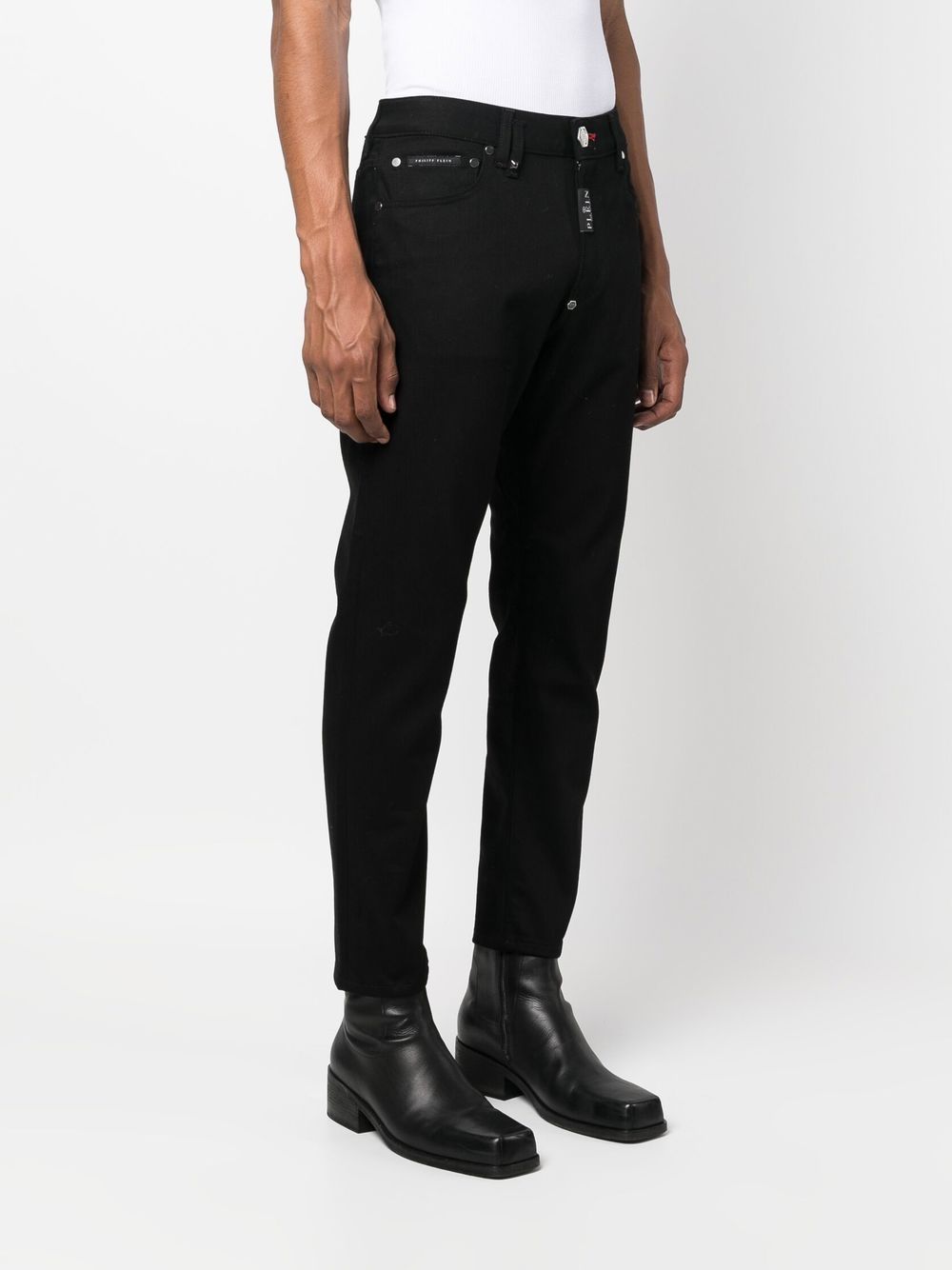 Shop Philipp Plein Straight-leg Mid-rise Jeans In Schwarz