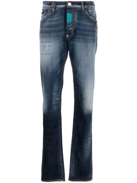 Philipp Plein Premium Hexagon low-rise slim-cut jeans Men