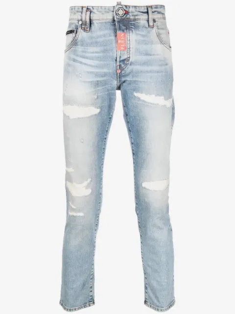 Philipp Plein Calça jeans skinny com efeito destroyed
