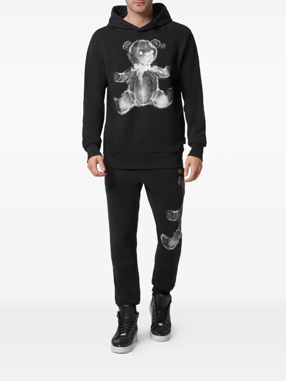  Philipp Plein Hoodie Mit Teddy Print   Schwarz 