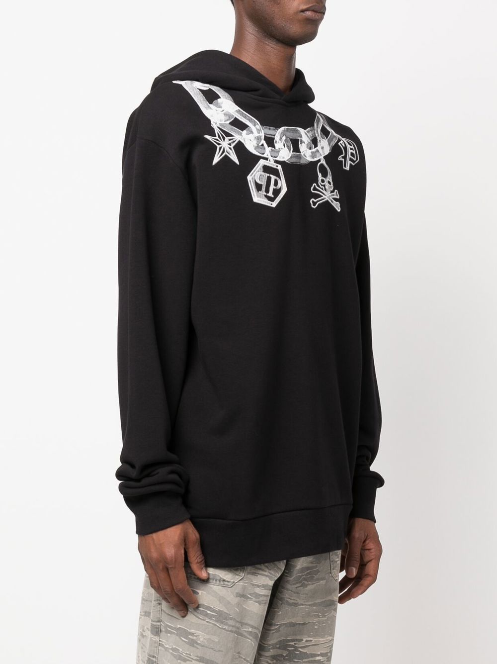 Philipp Plein chain print cotton hoodie Men