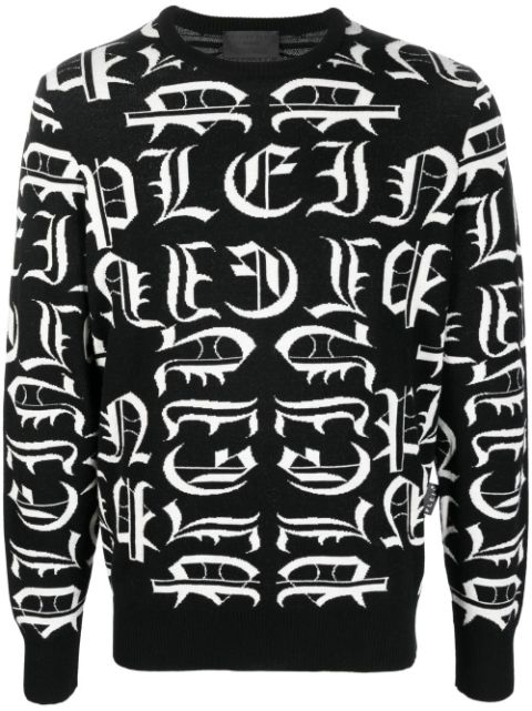 Philipp Plein logo-embroidered crew neck sweater Men