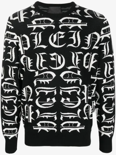 Philipp Plein logo-embroidered crew neck sweater