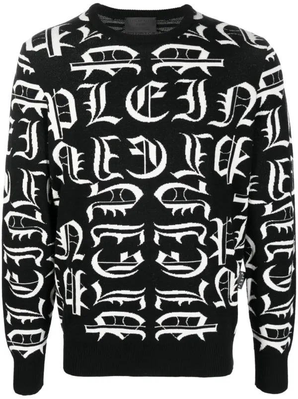 Philipp Plein logo embroidered Crew Neck Sweater Farfetch