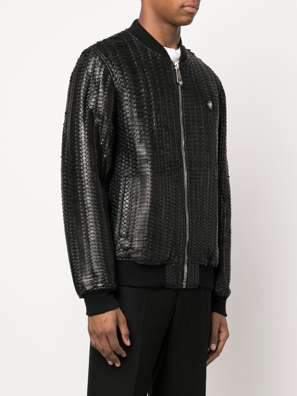 Philipp Plein woven leather bomber jacket Men