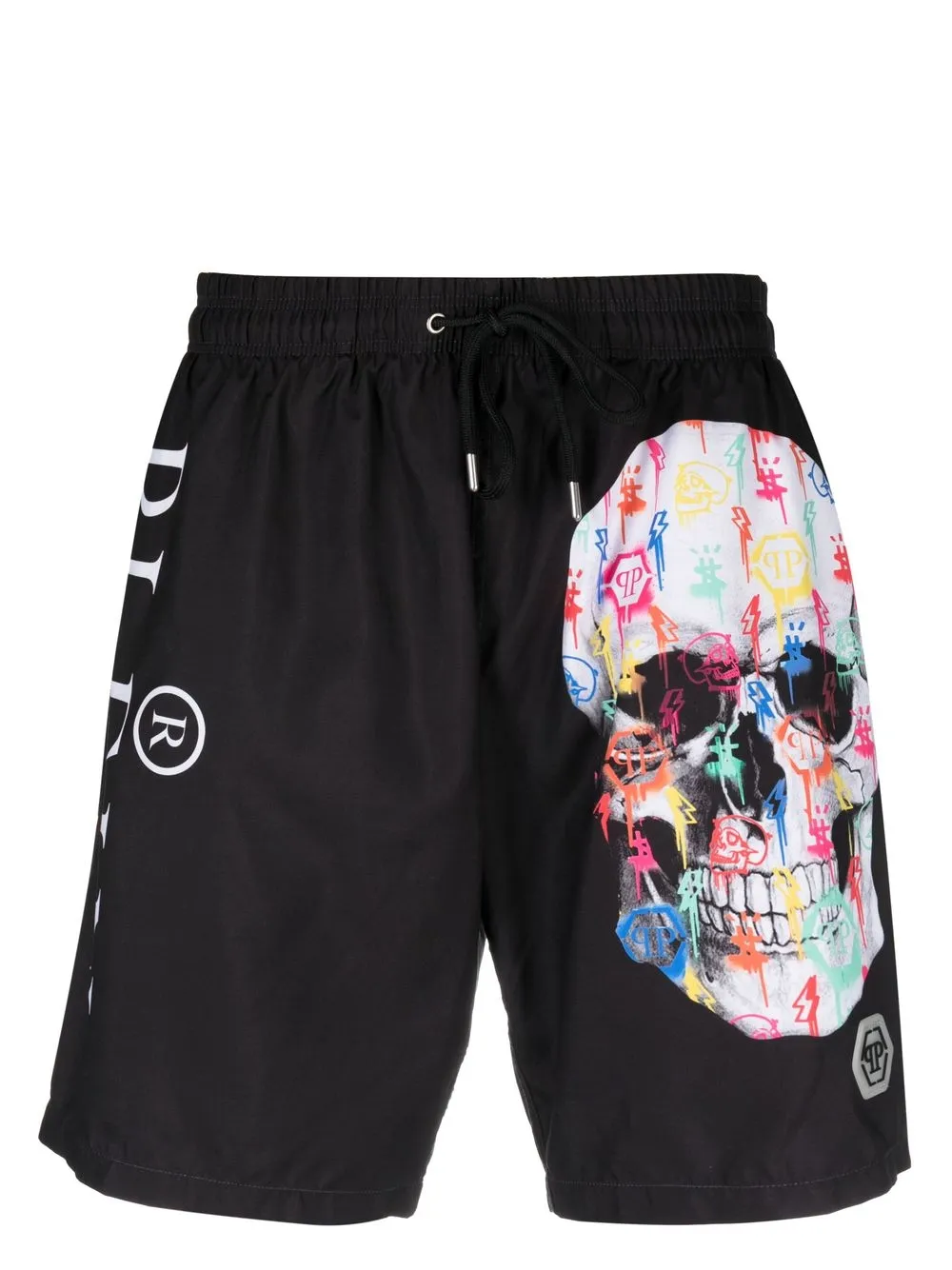 

Philipp Plein shorts de playa con cráneo estampado - Negro