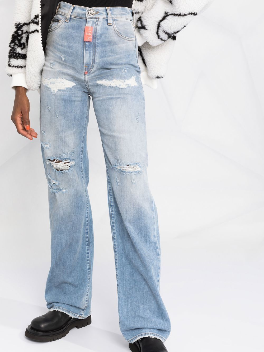 Philipp Plein ripped-detail denim jeans Women