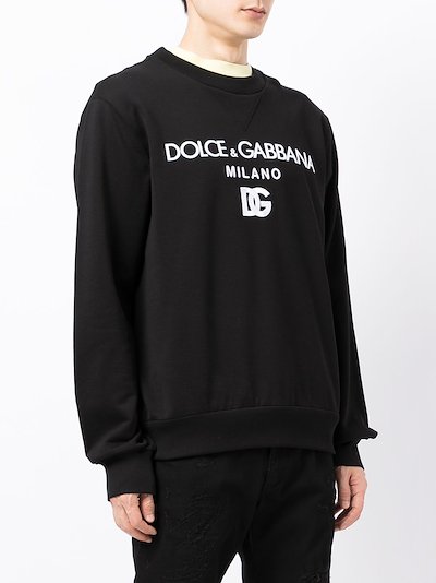 Dolce & Gabbana logo-print crew neck sweatshirt black | MODES