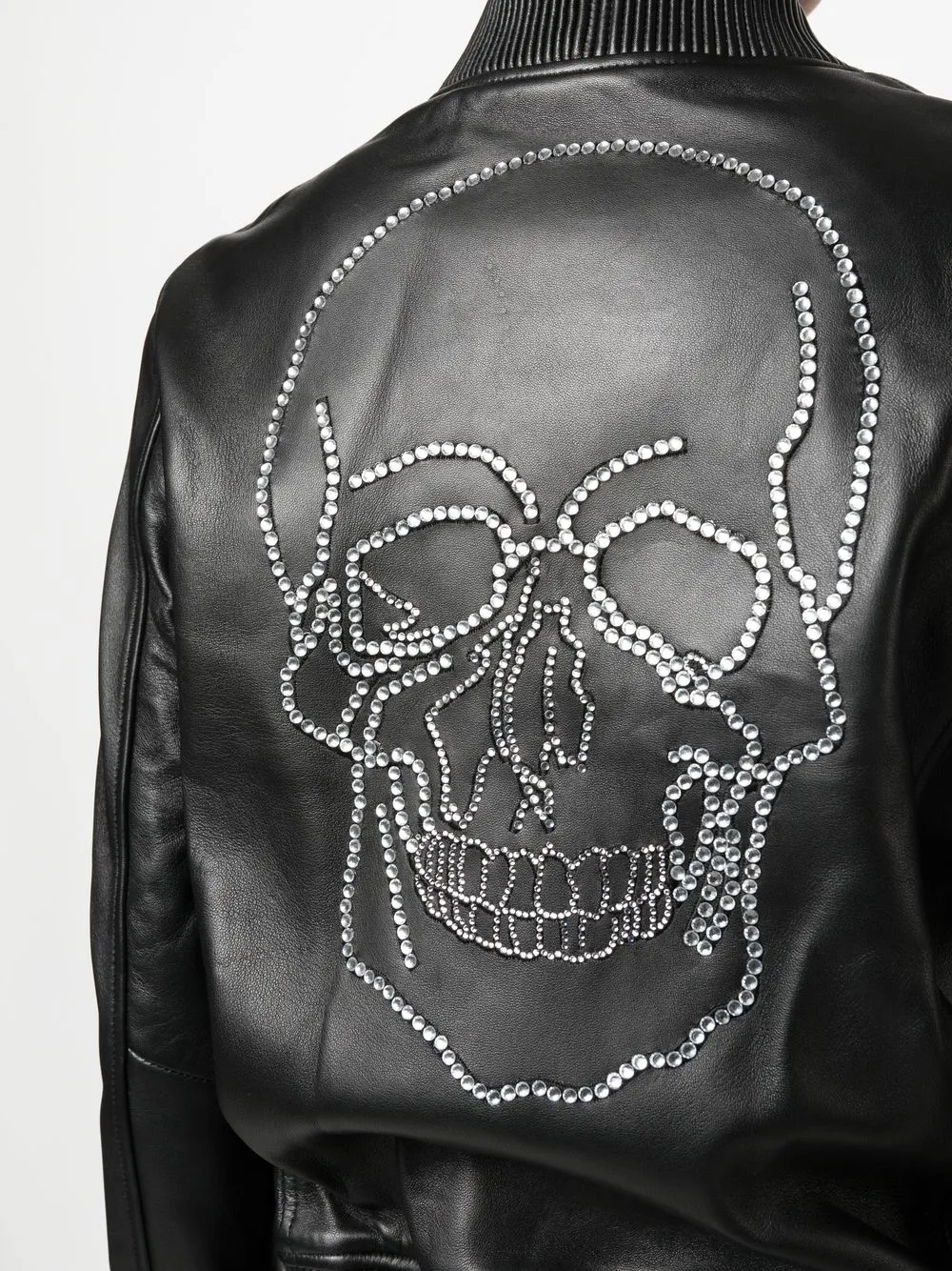 Philipp Plein Leren bomberjack Zwart