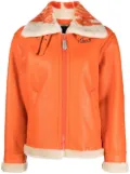 Philipp Plein faux-leather aviator jacket - Orange