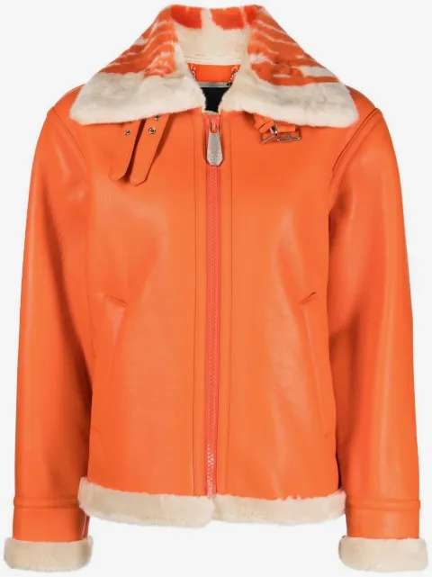 Philipp Plein faux-leather aviator jacket